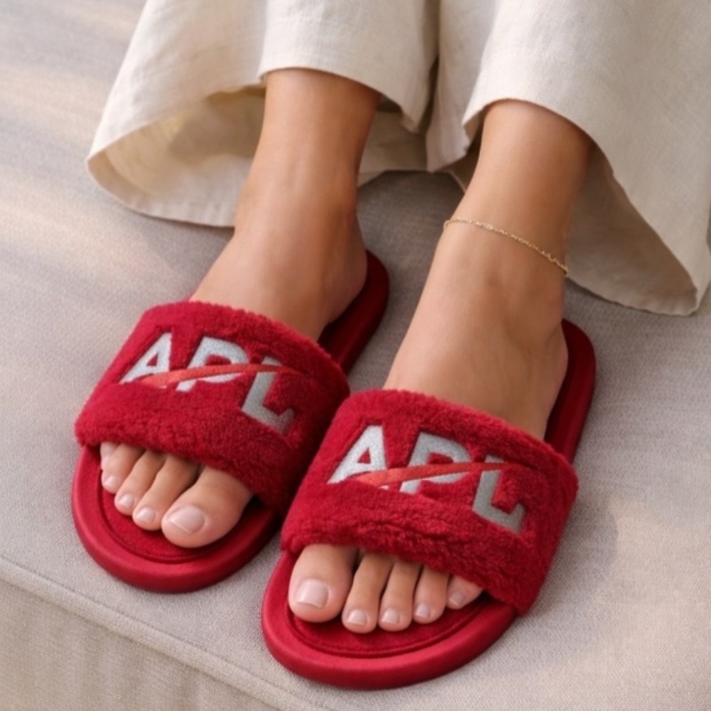 APL, ʙʀᴀɴᴅ ɴᴡᴛ ɪɴ ʙᴏx, Shearling Slide, Red|Silver, sɪᴢᴇ 6 - Picture 4 of 8